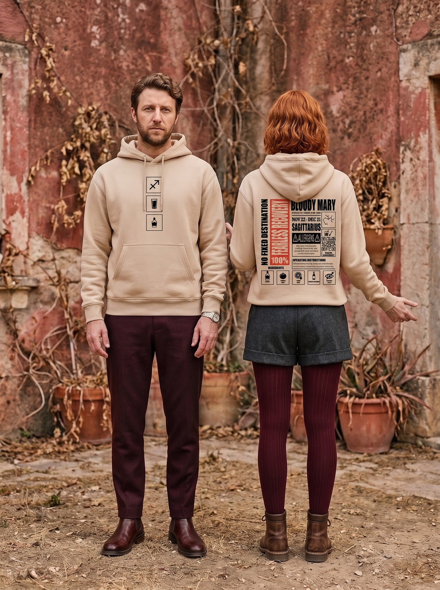 Mr.B Yay Burcu Hoodie · MODIAC · Bloody Mary · Bej · model çekimi 3