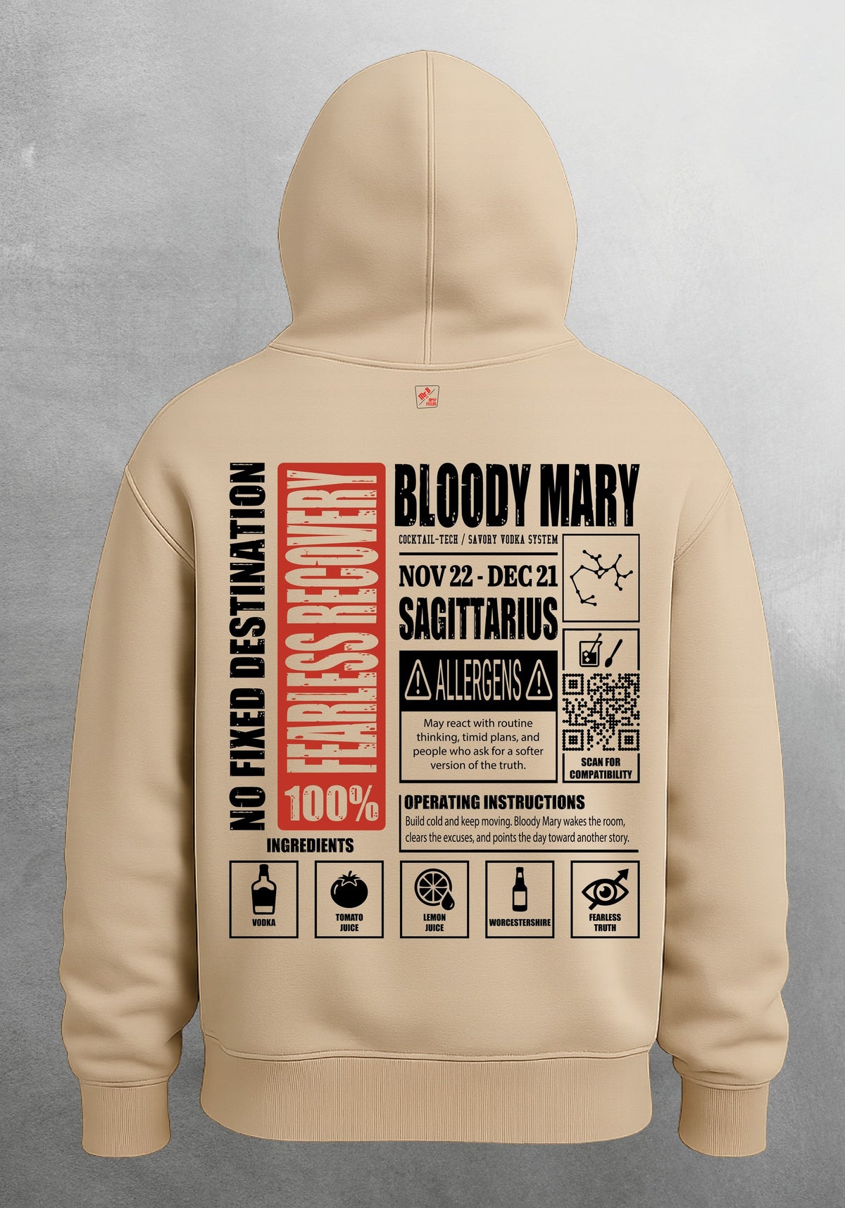 Mr.B Yay Burcu Hoodie · MODIAC · Bloody Mary · Bej · arka yüz