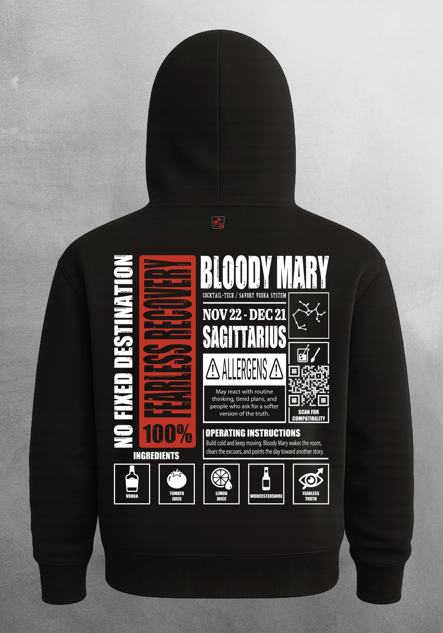 Mr.B Yay Burcu Hoodie · MODIAC · Bloody Mary · Siyah · arka yüz