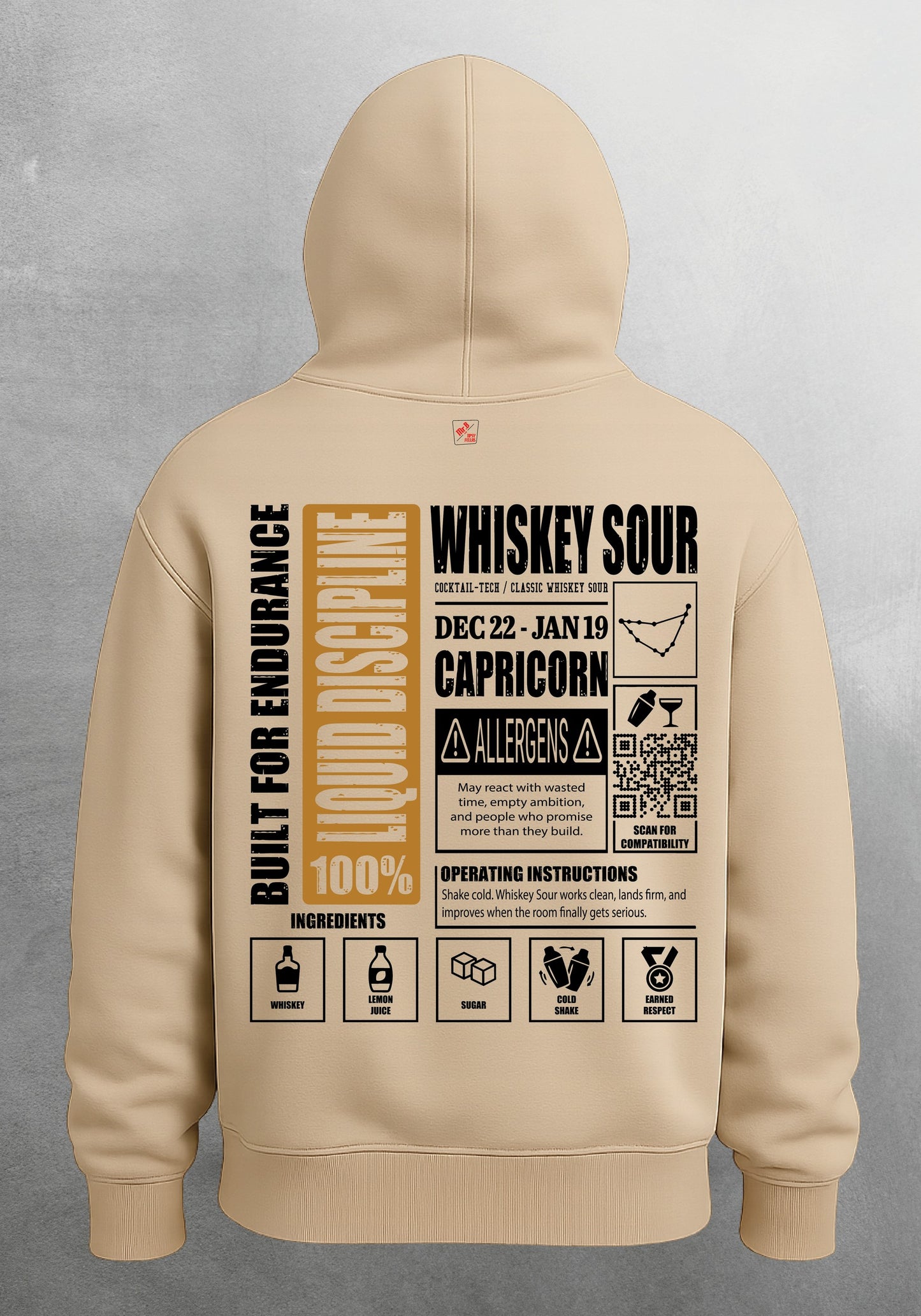 Mr.B Oğlak Burcu Hoodie · MODIAC · Whiskey Sour · Bej · arka yüz