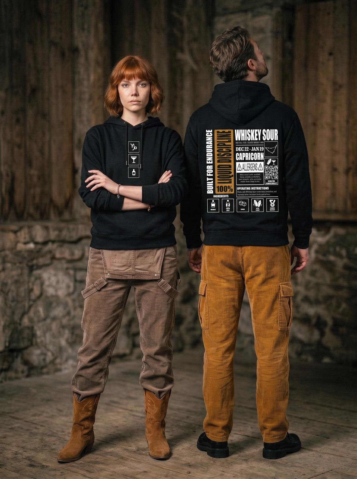 Mr.B Oğlak Burcu Hoodie · MODIAC · Whiskey Sour · Siyah · model çekimi 2