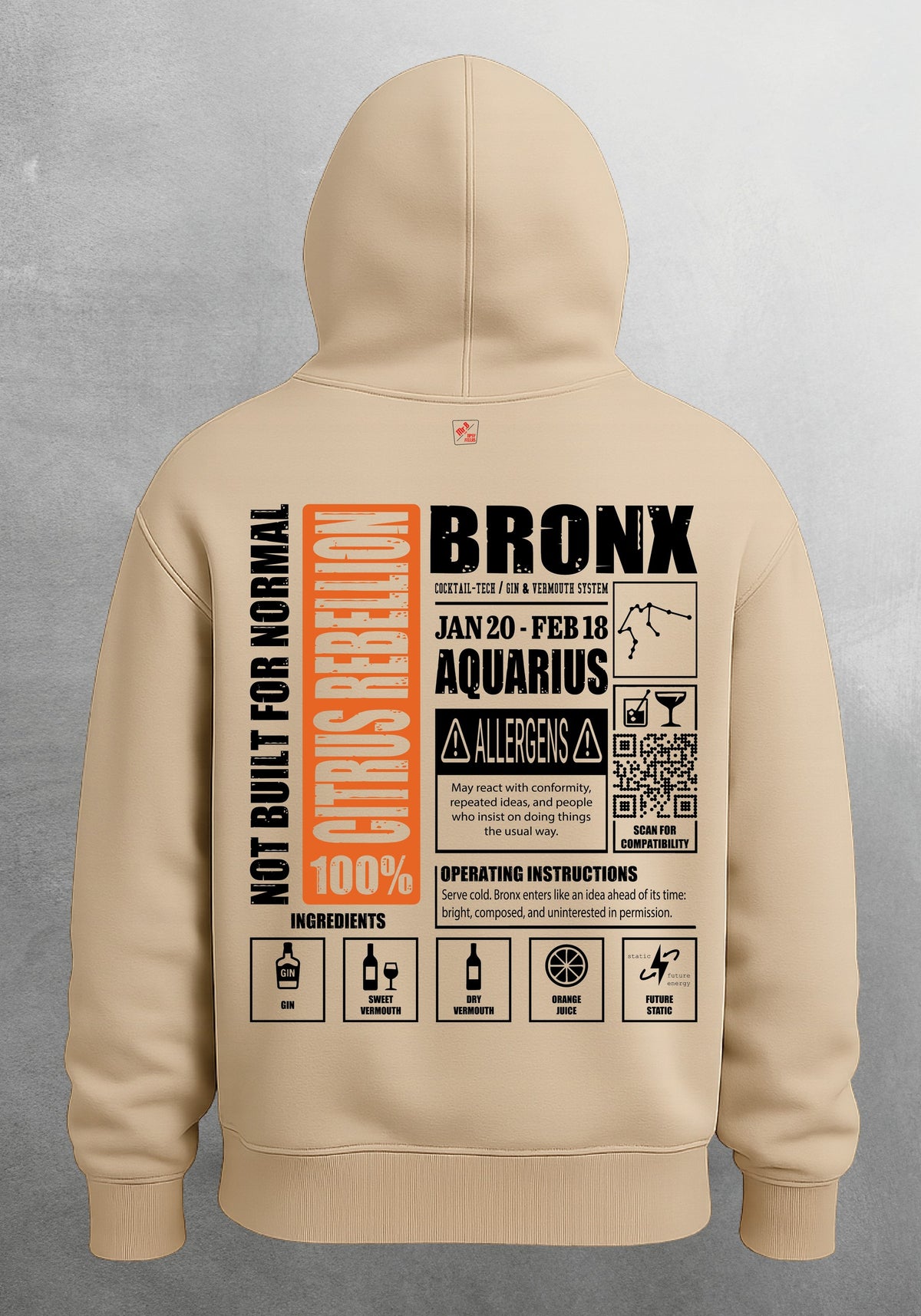 Mr.B Kova Burcu Hoodie · MODIAC · Bronx · Bej · arka yüz