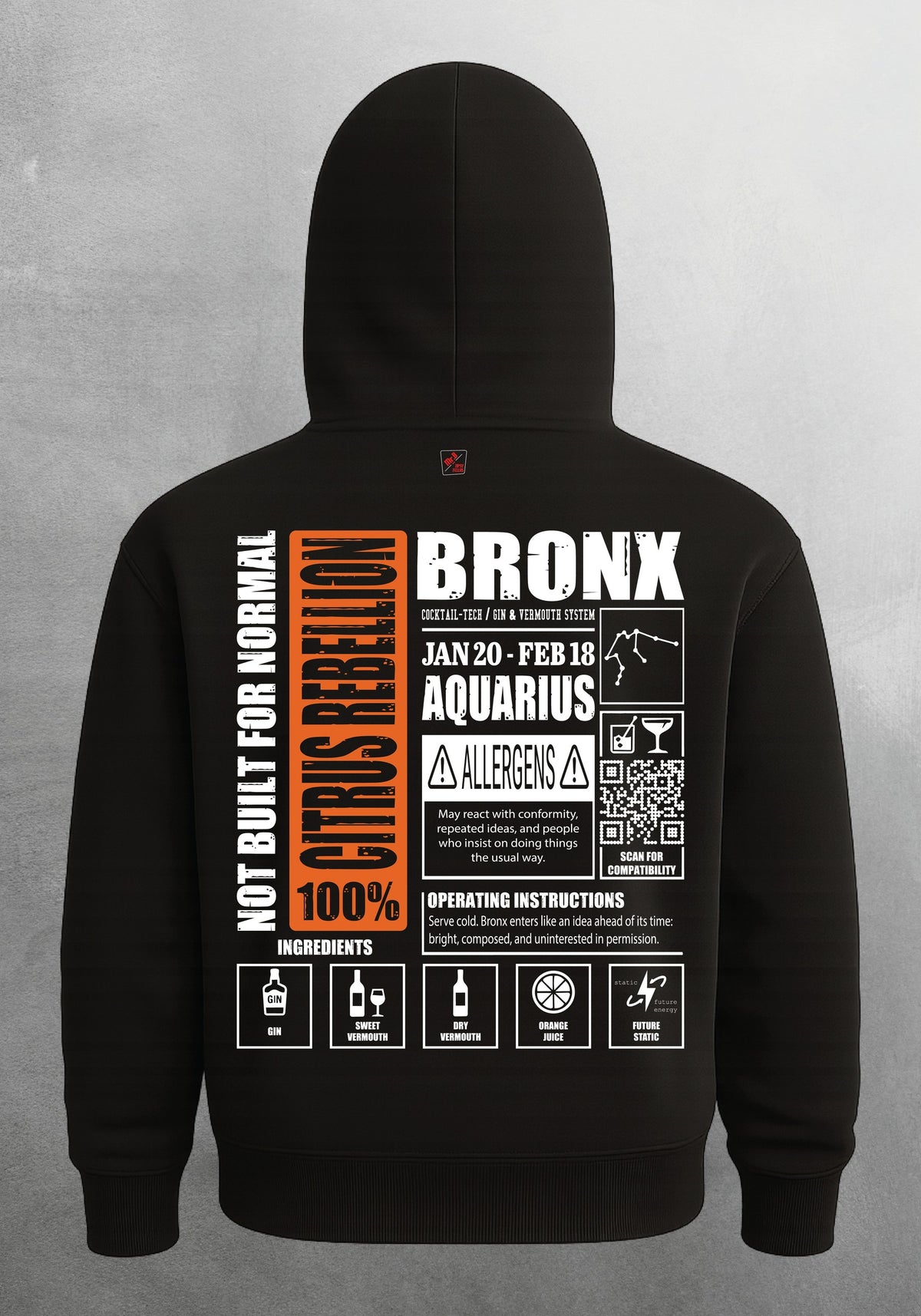 Mr.B Kova Burcu Hoodie · MODIAC · Bronx · Siyah · arka yüz