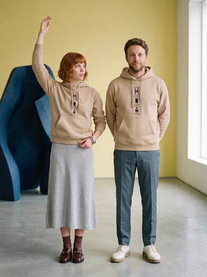 Mr.B Balık Burcu Hoodie · MODIAC · Collins · Bej · model çekimi 1