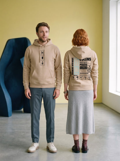 Mr.B Balık Burcu Hoodie · MODIAC · Collins · Bej · model çekimi 3