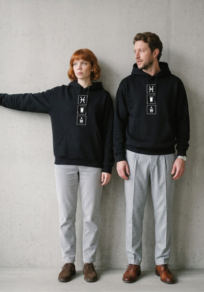 Mr.B Balık Burcu Hoodie · MODIAC · Collins · Siyah · model çekimi 1