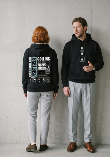 Mr.B Balık Burcu Hoodie · MODIAC · Collins · Siyah · model çekimi 3