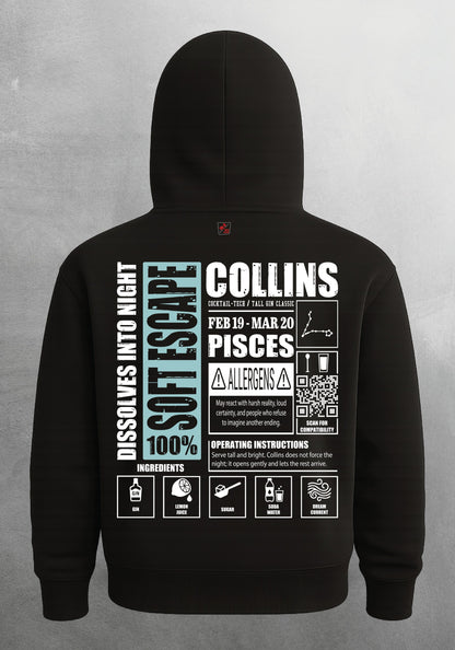Mr.B Balık Burcu Hoodie · MODIAC · Collins · Siyah · arka yüz