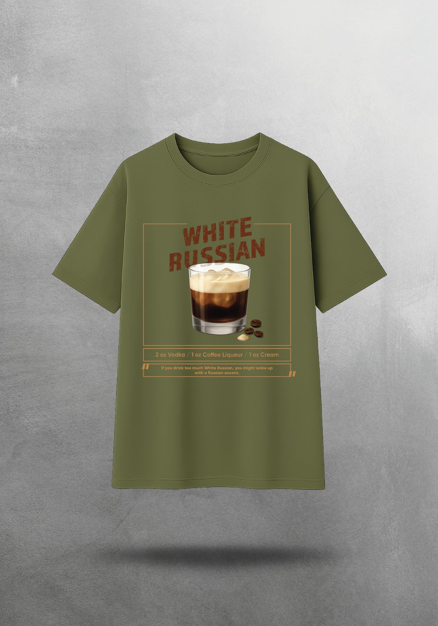 Mr.B White Russian Tişörtü · Haki · tişört ön yüz