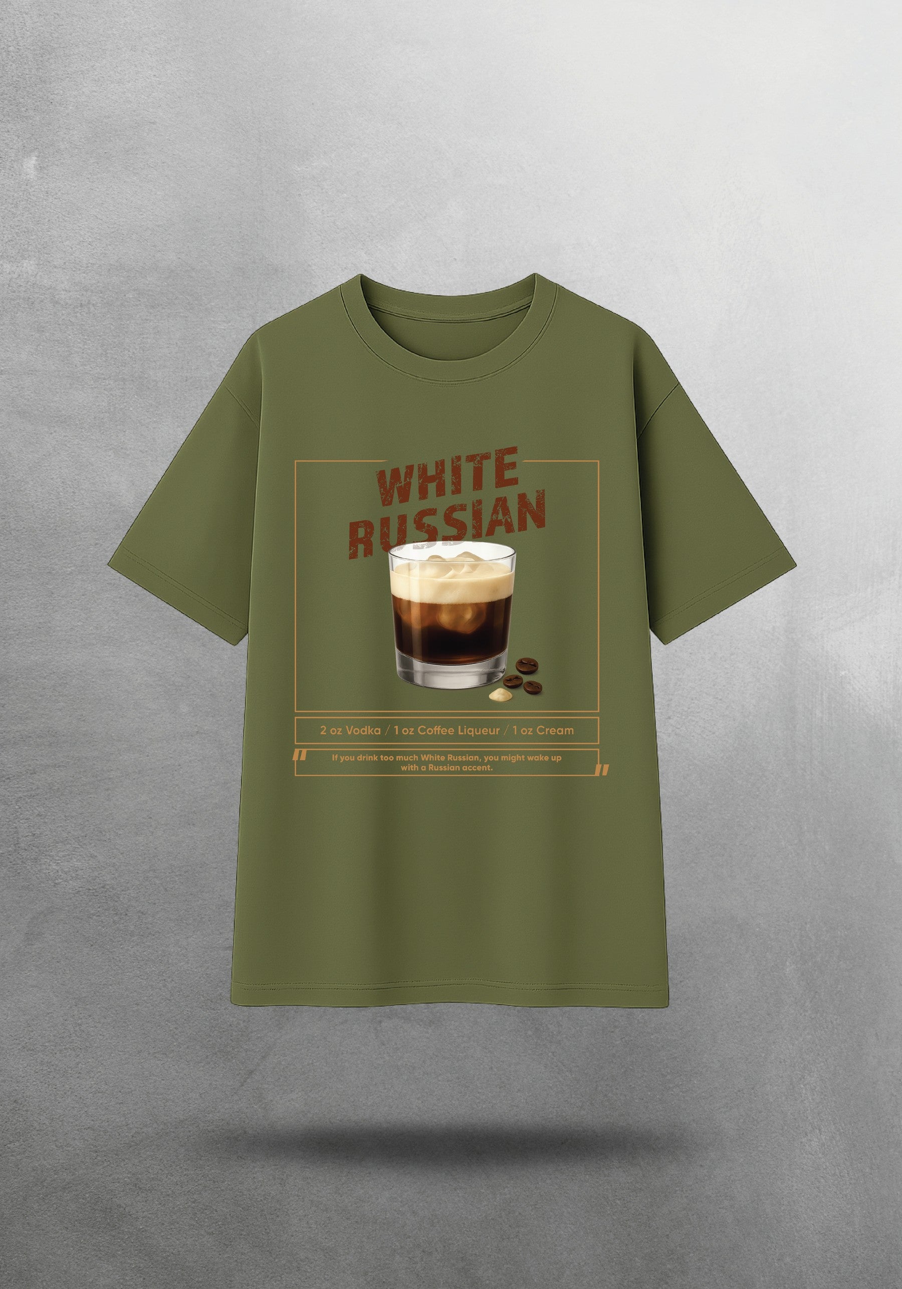 Mr.B White Russian Tişörtü · Haki · tişört ön yüz