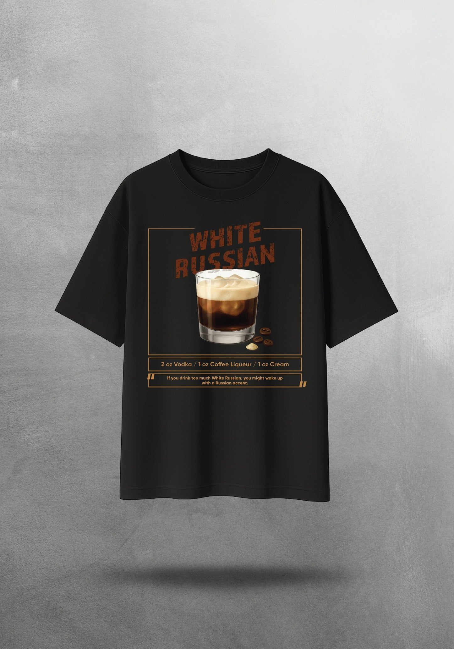 Mr.B White Russian Tişörtü · Siyah · tişört ön yüz