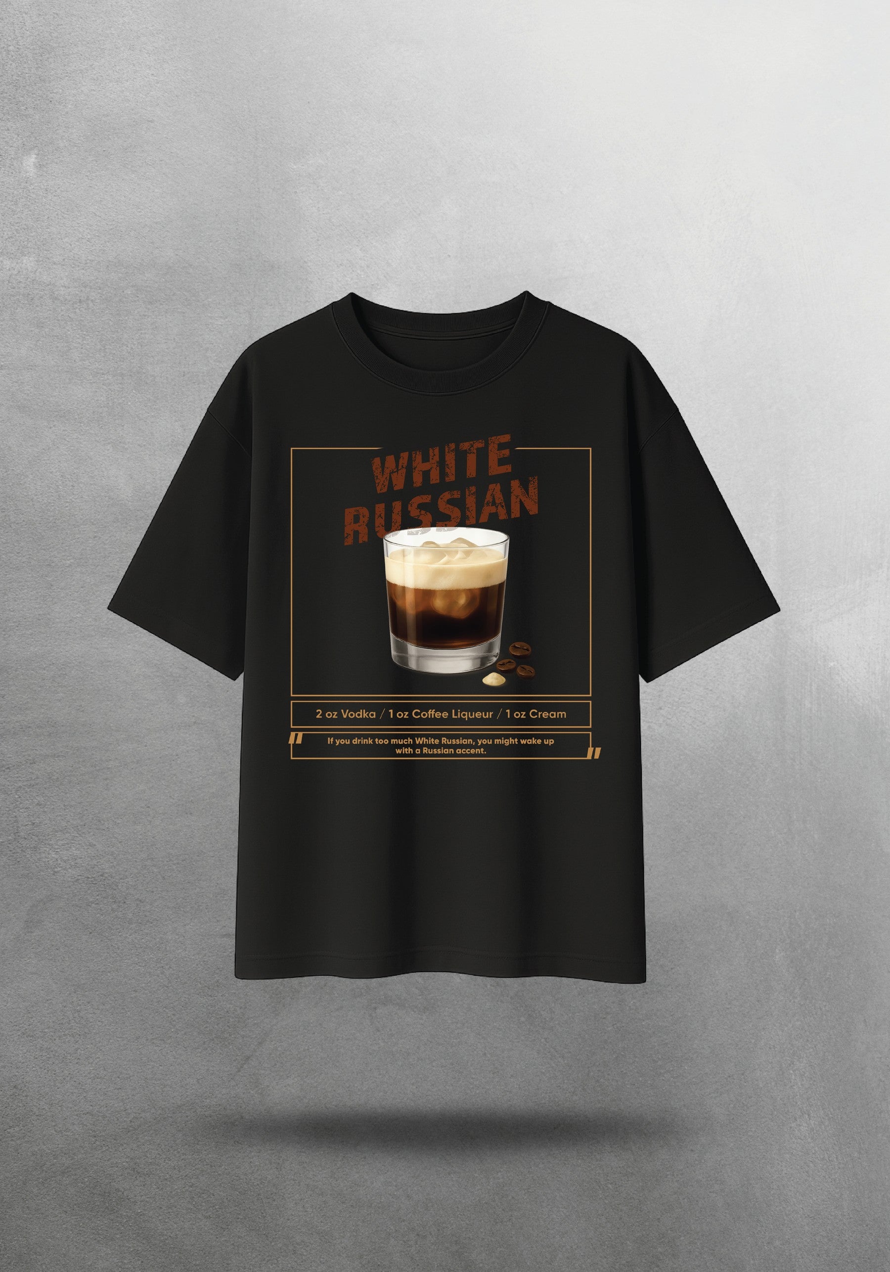 Mr.B White Russian Tişörtü · Siyah · tişört ön yüz