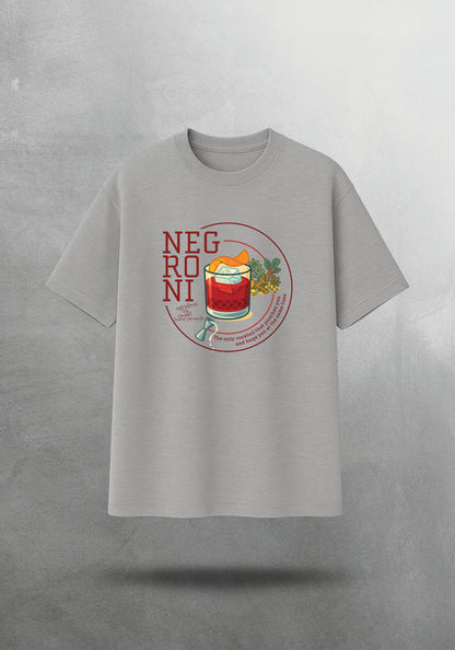 Mr.B Negroni Tişörtü · Gri · tişört ön yüz — “The only cocktail that punches you and hugs you at the same time”