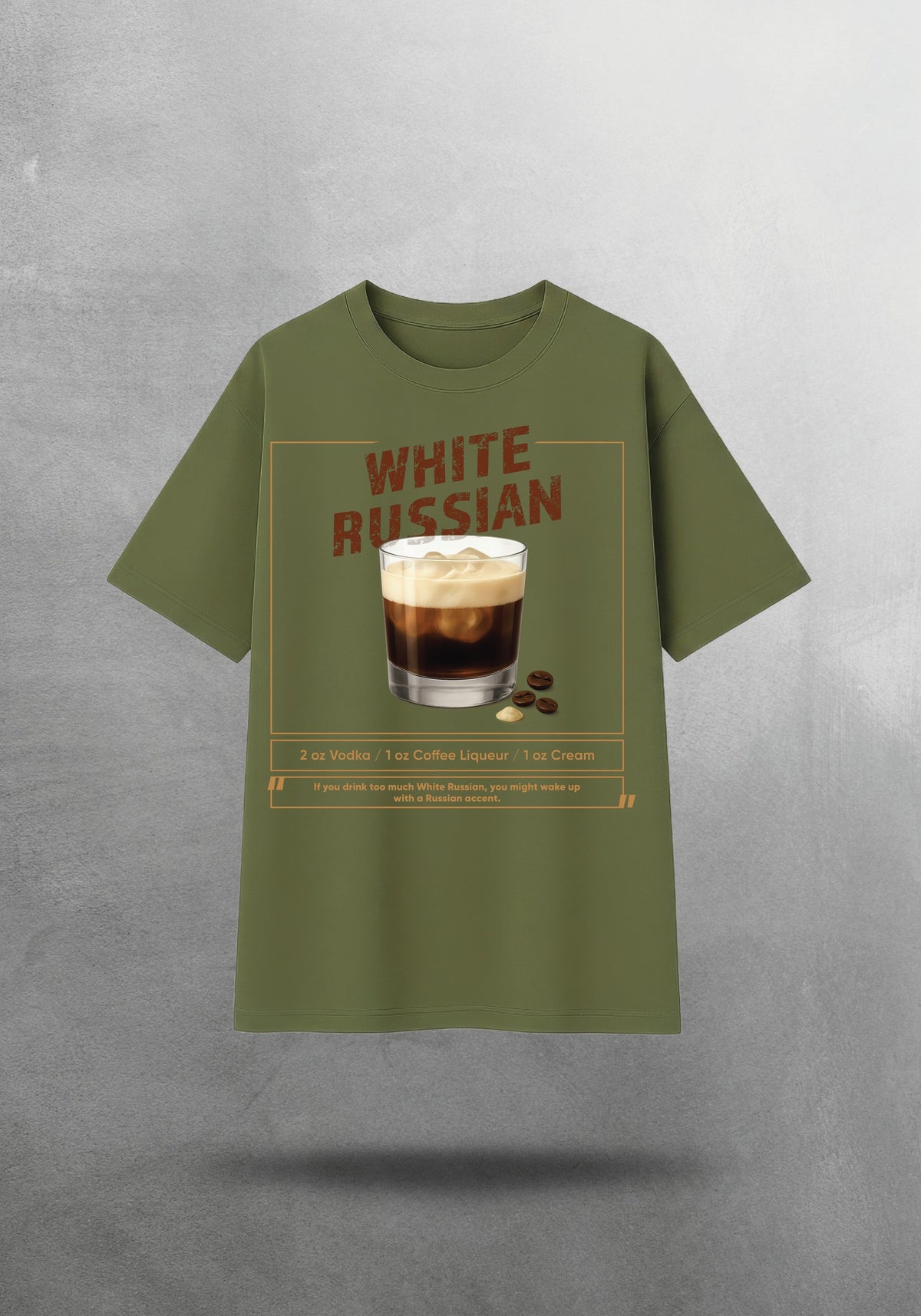 Mr.B White Russian Tişörtü · Haki · tişört ön yüz