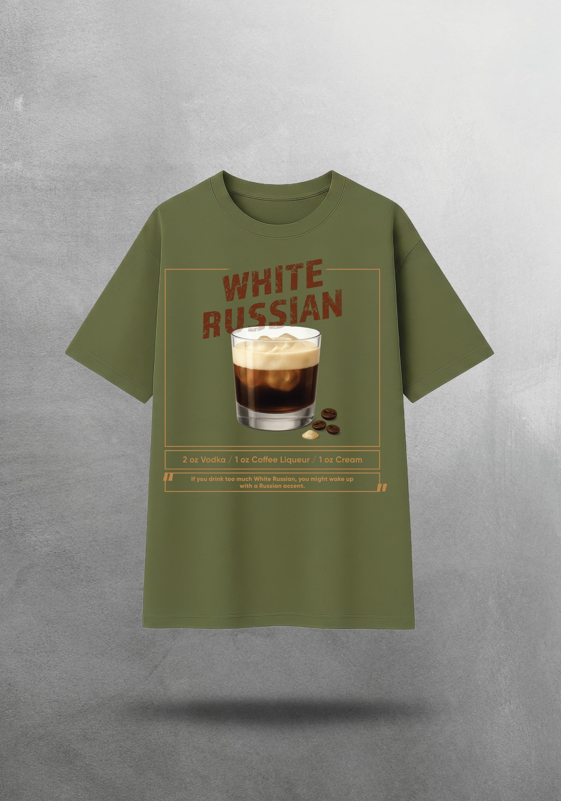 Mr.B White Russian Tişörtü · Haki · tişört ön yüz