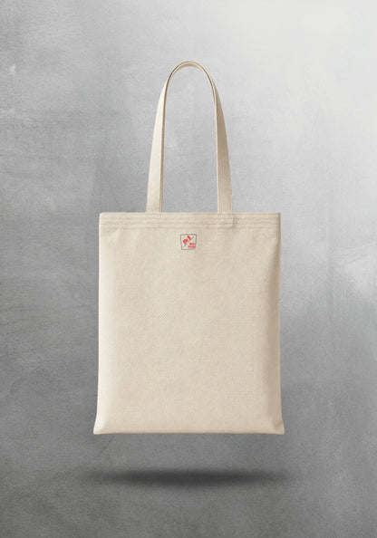 Mr.B Old Fashioned Bez Çanta – Ham | Gabardin 35×40 cm · çanta arka yüz, küçük Mr.B logosu