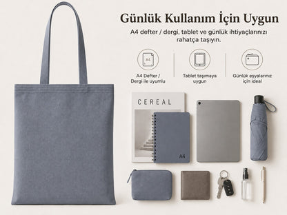 Mr.B Cosmopolitan Bez Çanta – Anchor | Gabardin 35×40 cm · kapasite ve günlük kullanım