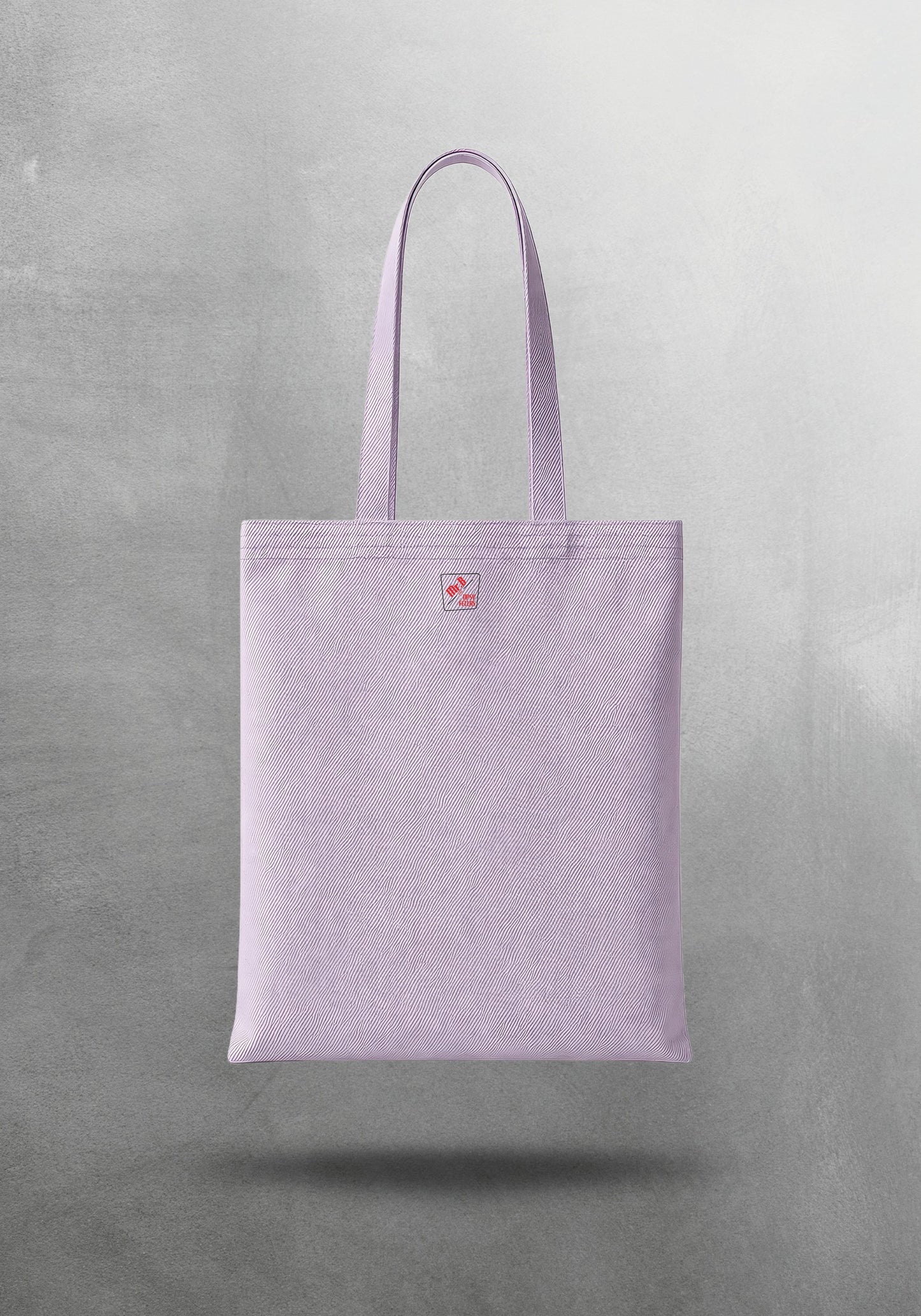 Mr.B Cosmopolitan Bez Çanta – Lila | Gabardin 35×40 cm · çanta arka yüz, küçük Mr.B logosu