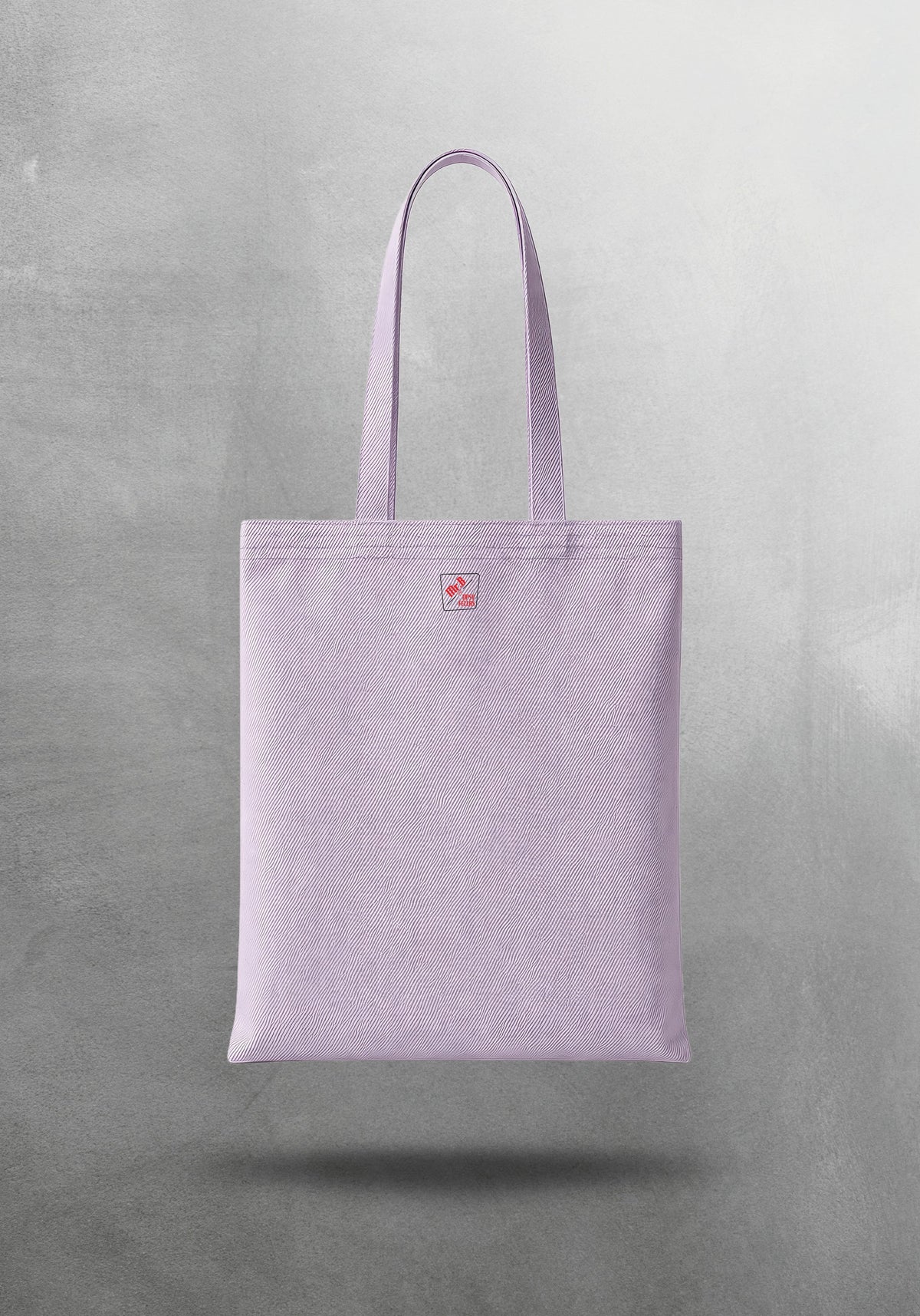 Mr.B Cosmopolitan Bez Çanta – Lila | Gabardin 35×40 cm · çanta arka yüz, küçük Mr.B logosu