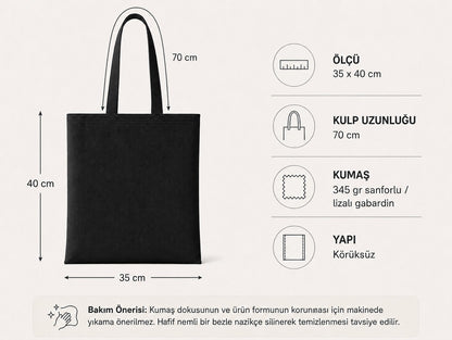 Mr.B Aslan Burcu Bez Çanta · Zodiac of Cocktails · Rusty Nail · Siyah · teknik detaylar ve ölçüler