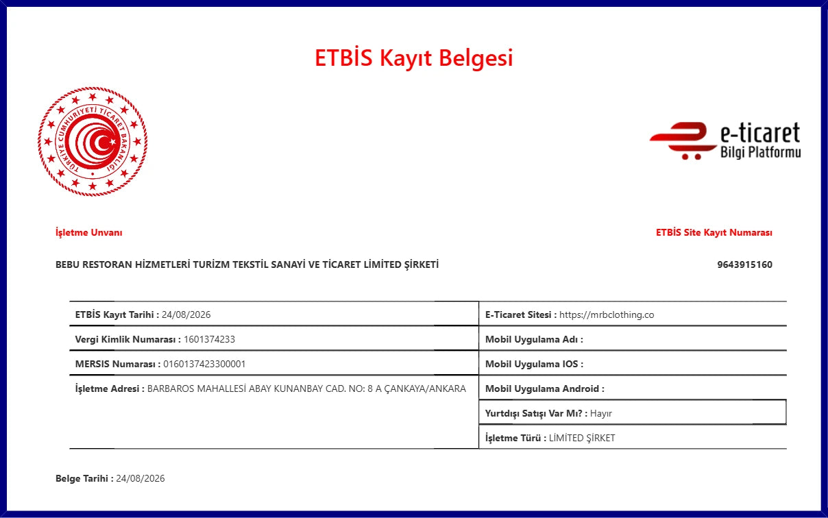 Mr.B & Tipsy Fellas ETBİS kayıt belgesi